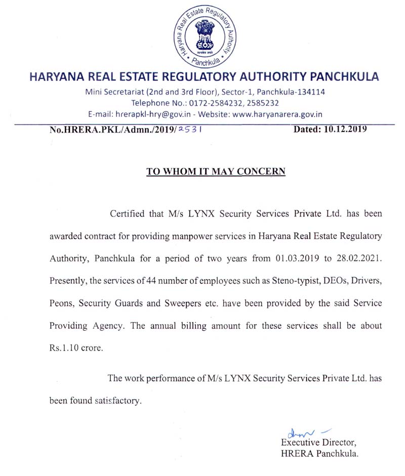 Haryana Real Estate Regulatory Authority (HRERA) Panchkula